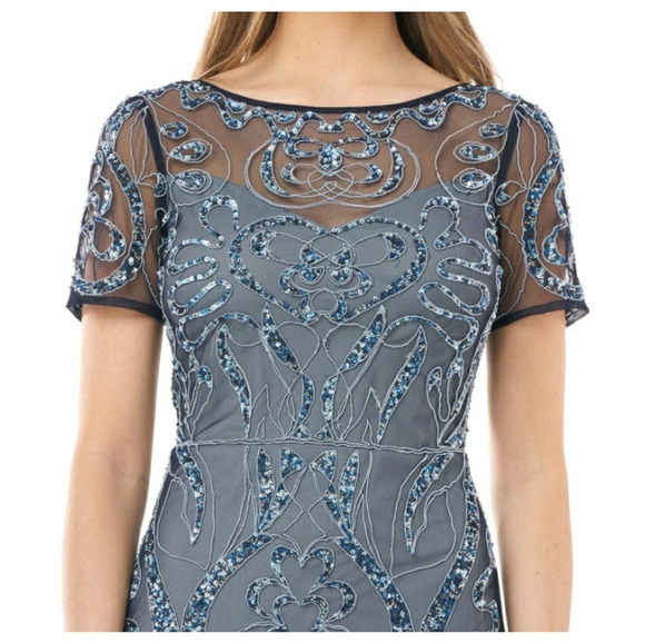 JS COLLECTIONS Sequin Embroidered Column Gown - Picture 4 of 13